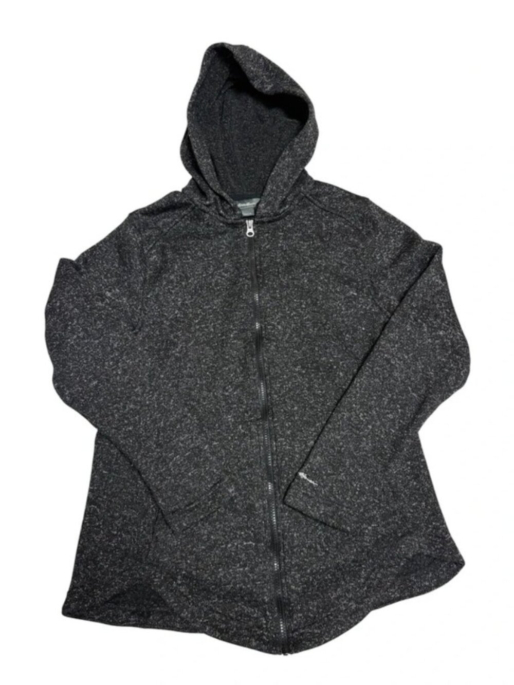 Eddie Bauer Womens Large Black Heathered Fleece Full Zip Hoodie Jacket